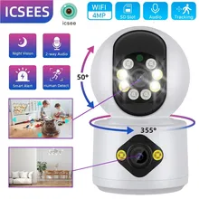 4MP Dual Lens PTZ Camera Dual Screen Baby Monitor Auto Tracking Ai Human Detection Home Security CCTV Video Surveillance