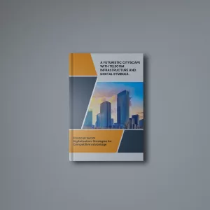 A Futuristic Cityscape With Telecommunication Infrastructure and Digital Symbols